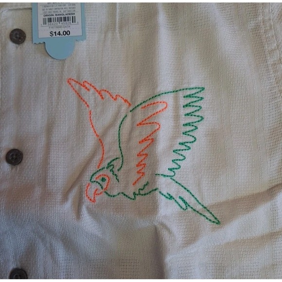 NWT Cat & Jack Boys XXL 16/18 Short Sleeve Embroidered‎ Shirt Parrott Palm Tree - Picture 3 of 12